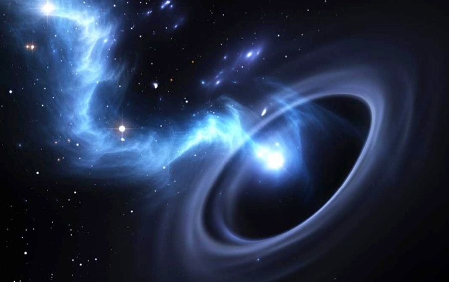 Colossal Black Holes Dance at Heart of Galaxy